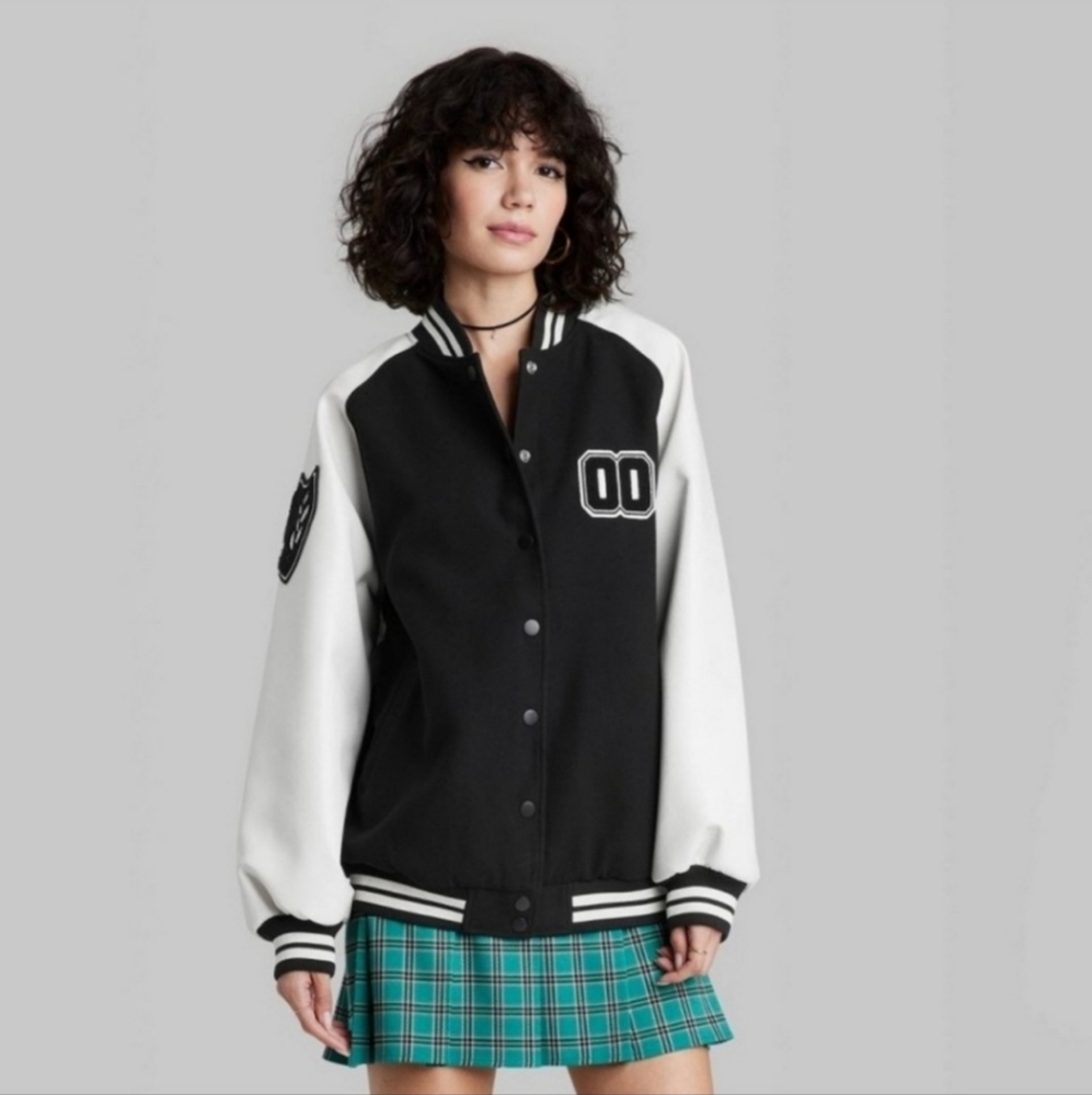 Never Worn Wild Fable Varsity Leather Jacket!
